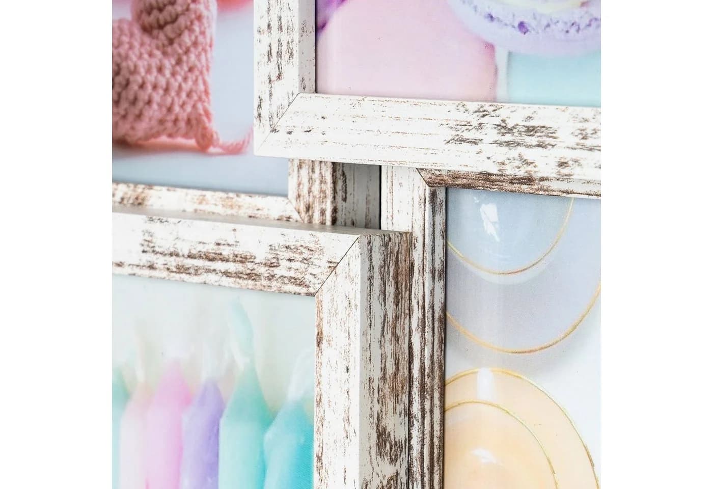 Levandeo® Bilderrahmen Collage 28x28cm 4 Fotos 10x15 Shabby Chic MDF - Bild 4