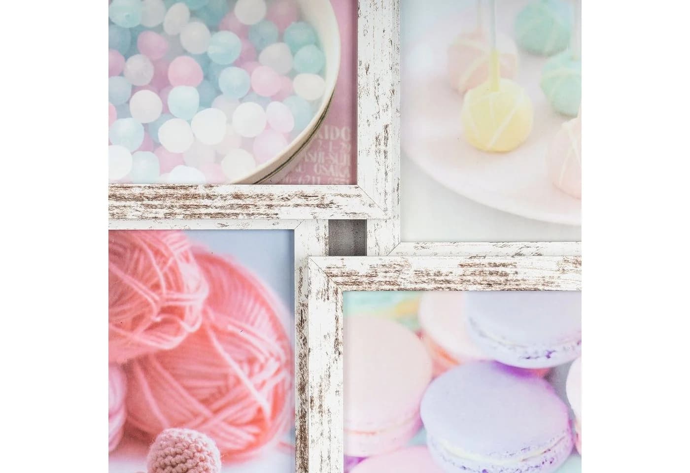 Levandeo® Bilderrahmen Collage 28x28cm 4 Fotos 10x15 Shabby Chic MDF - Bild 5