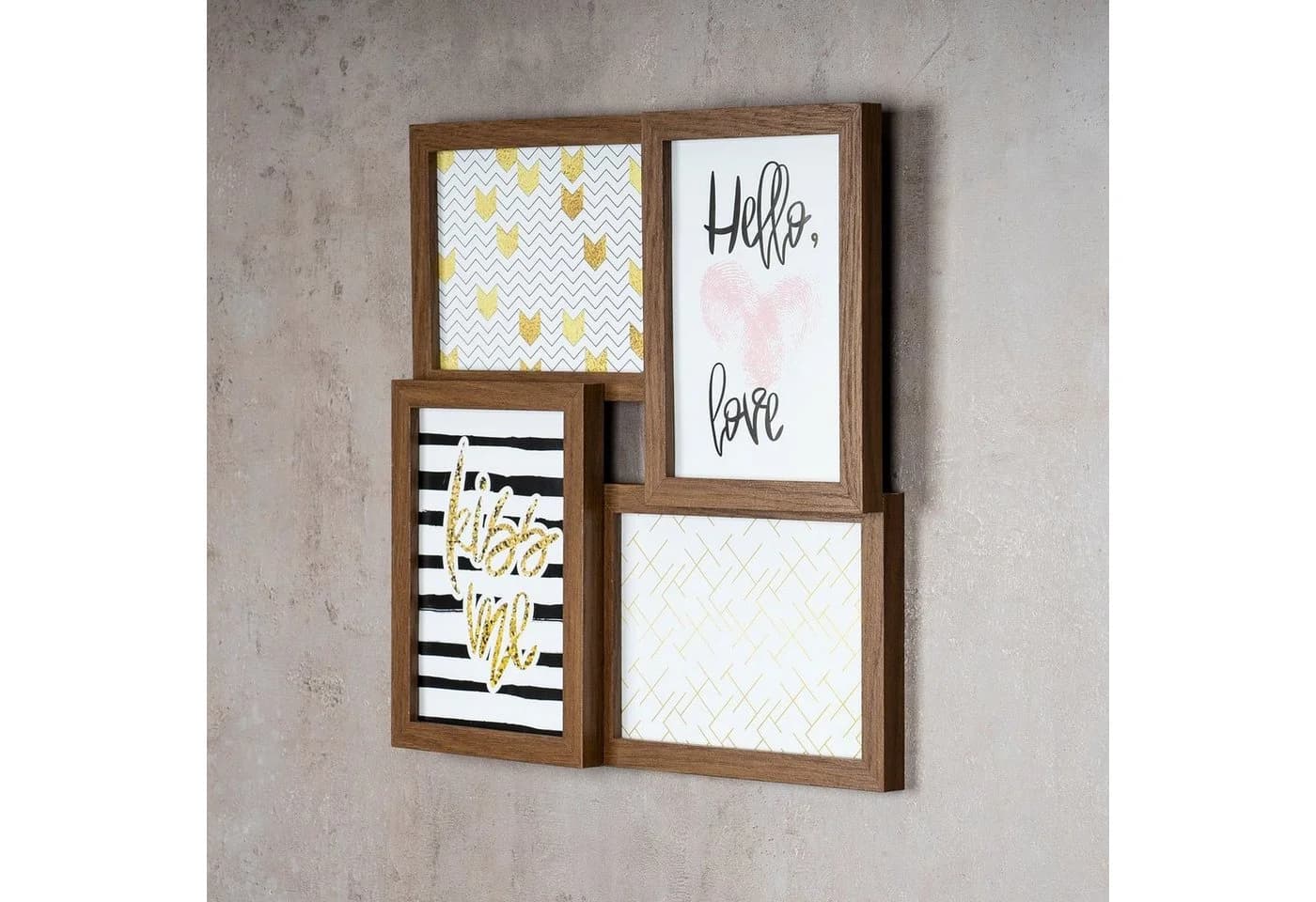 Levandeo® Bilderrahmen Collage Nussbaum MDF Holz 4 Fotos - Bild 3