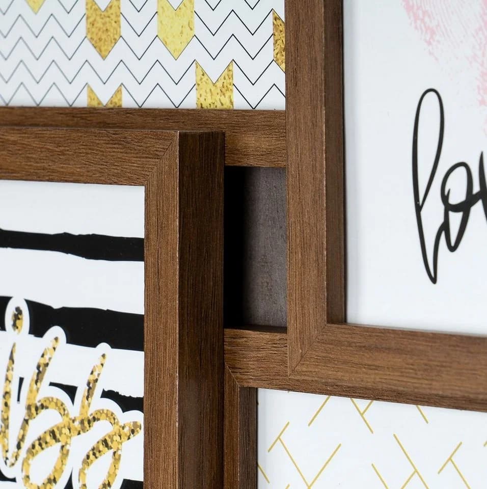 Levandeo® Bilderrahmen Collage Nussbaum MDF Holz 4 Fotos - Bild 4