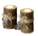 Levandeo® Teelichthalter Holz 2er Set 12cm hoch Bild 2