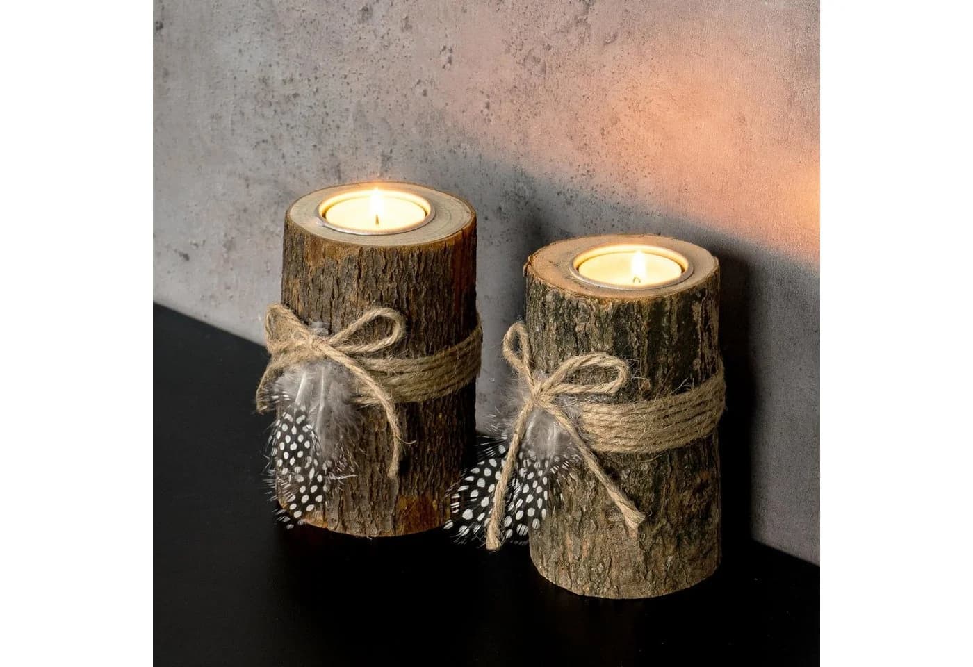 Levandeo® Teelichthalter Holz 2er Set 12cm hoch - Bild 5