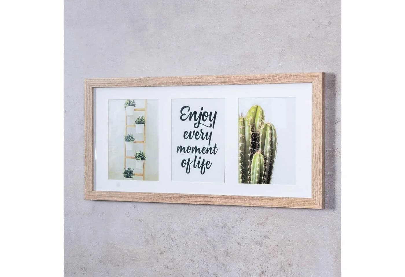 Levandeo® Bilderrahmen 3er Collage Eiche gekälkt MDF
