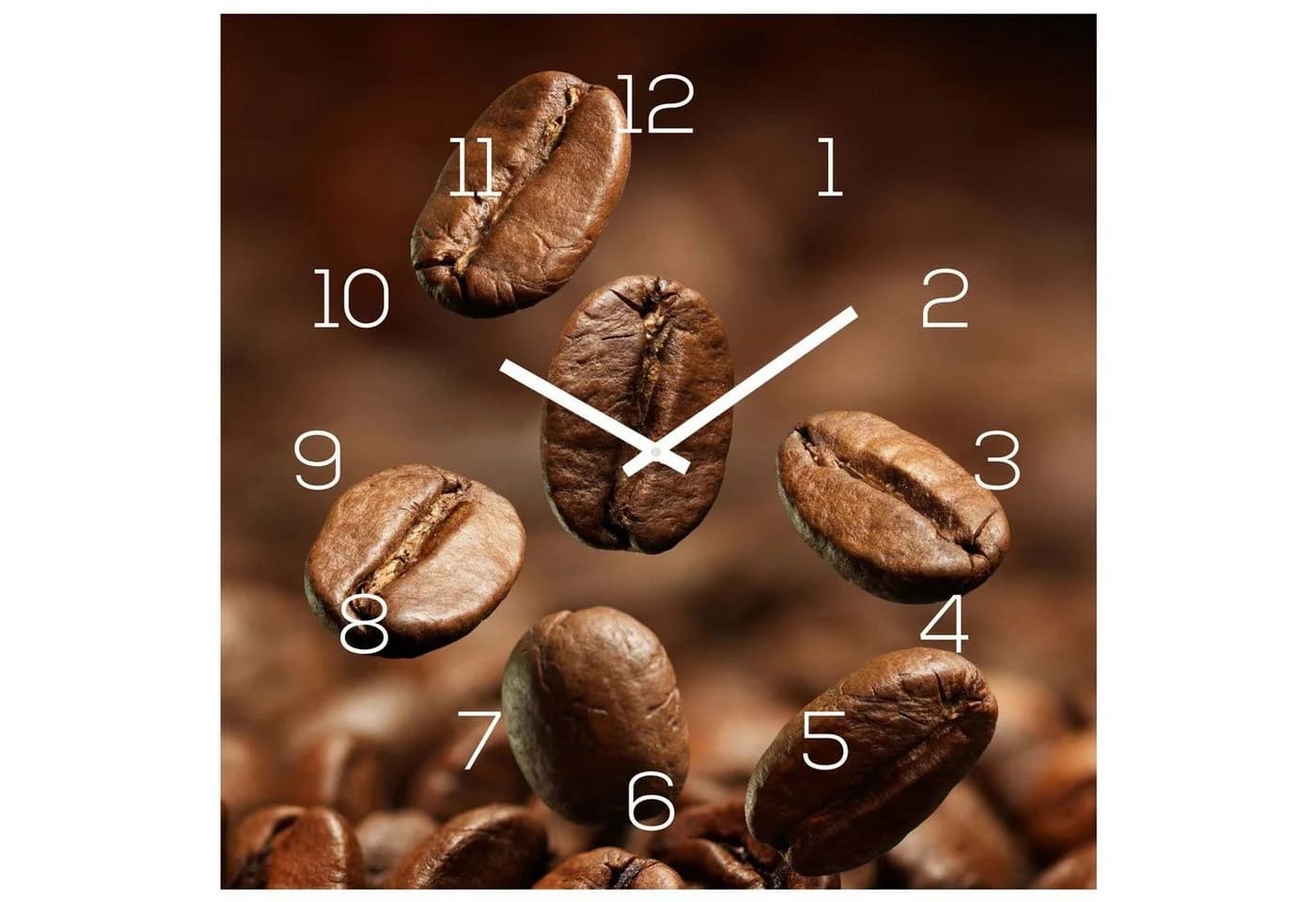 Levandeo® Wanduhr Glas 30x30cm Kaffeebohnen - Bild 2