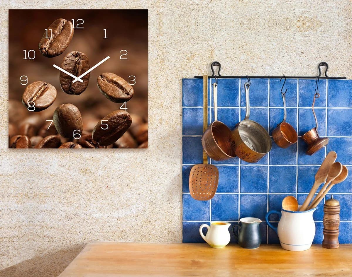 Levandeo® Wanduhr Glas 30x30cm Kaffeebohnen - Bild 3
