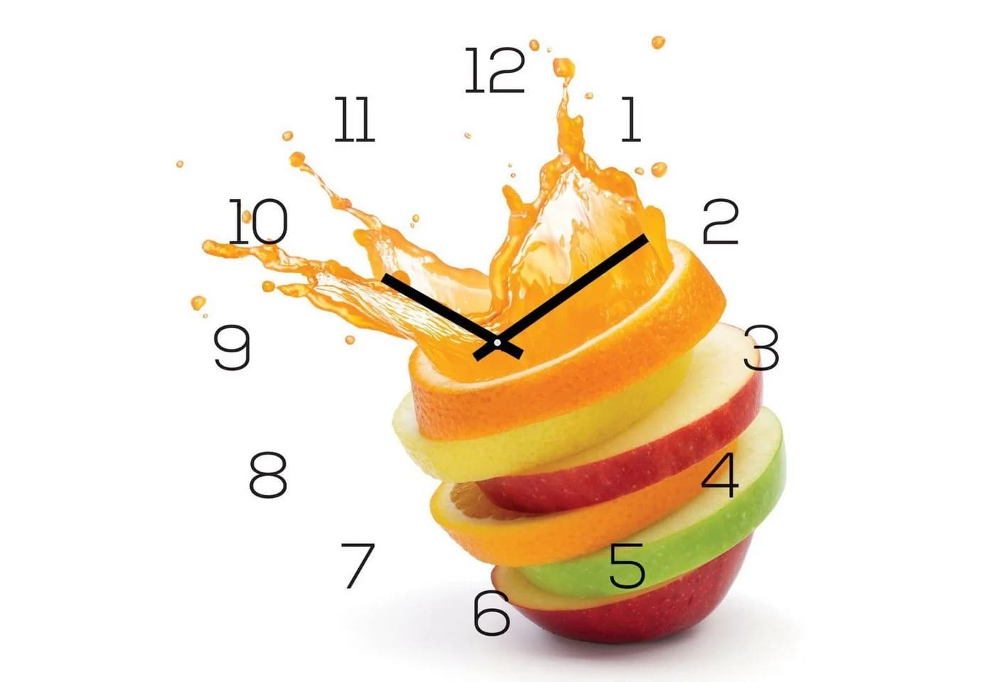 Levandeo® Wanduhr Glas 30x30cm Motiv Orange Apfel - Bild 2