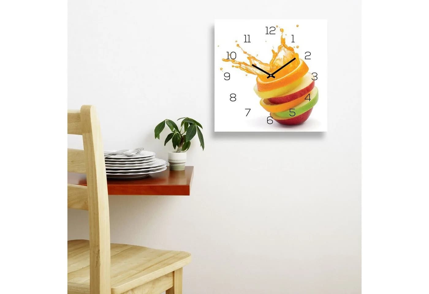 Levandeo® Wanduhr Glas 30x30cm Motiv Orange Apfel - Bild 3