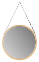 Levandeo® Wandspiegel Rund Bambus Kunstleder Flurspiegel Bild 1