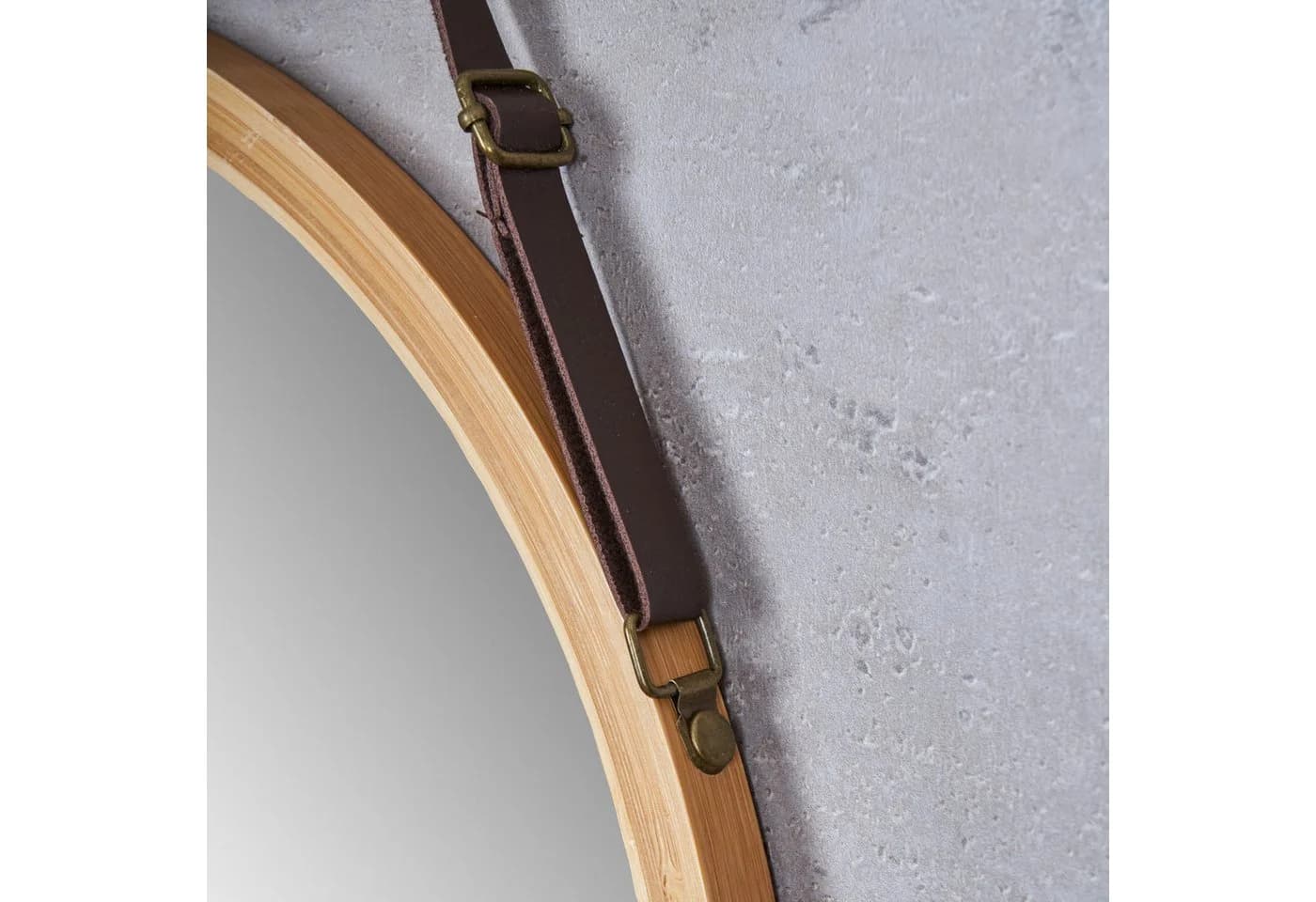 Levandeo® Wandspiegel Rund Bambus Kunstleder Flurspiegel - Bild 5