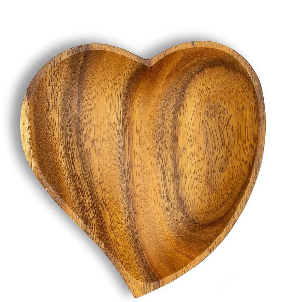Levandeo® Holzschale Akazie 15cm Herz Design Obstschale