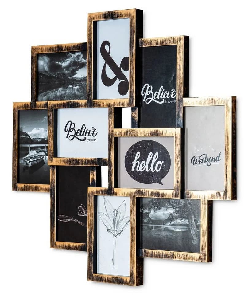 Levandeo® Bilderrahmen Collage Kupfer Schwarz 10 Fotos - Bild 2