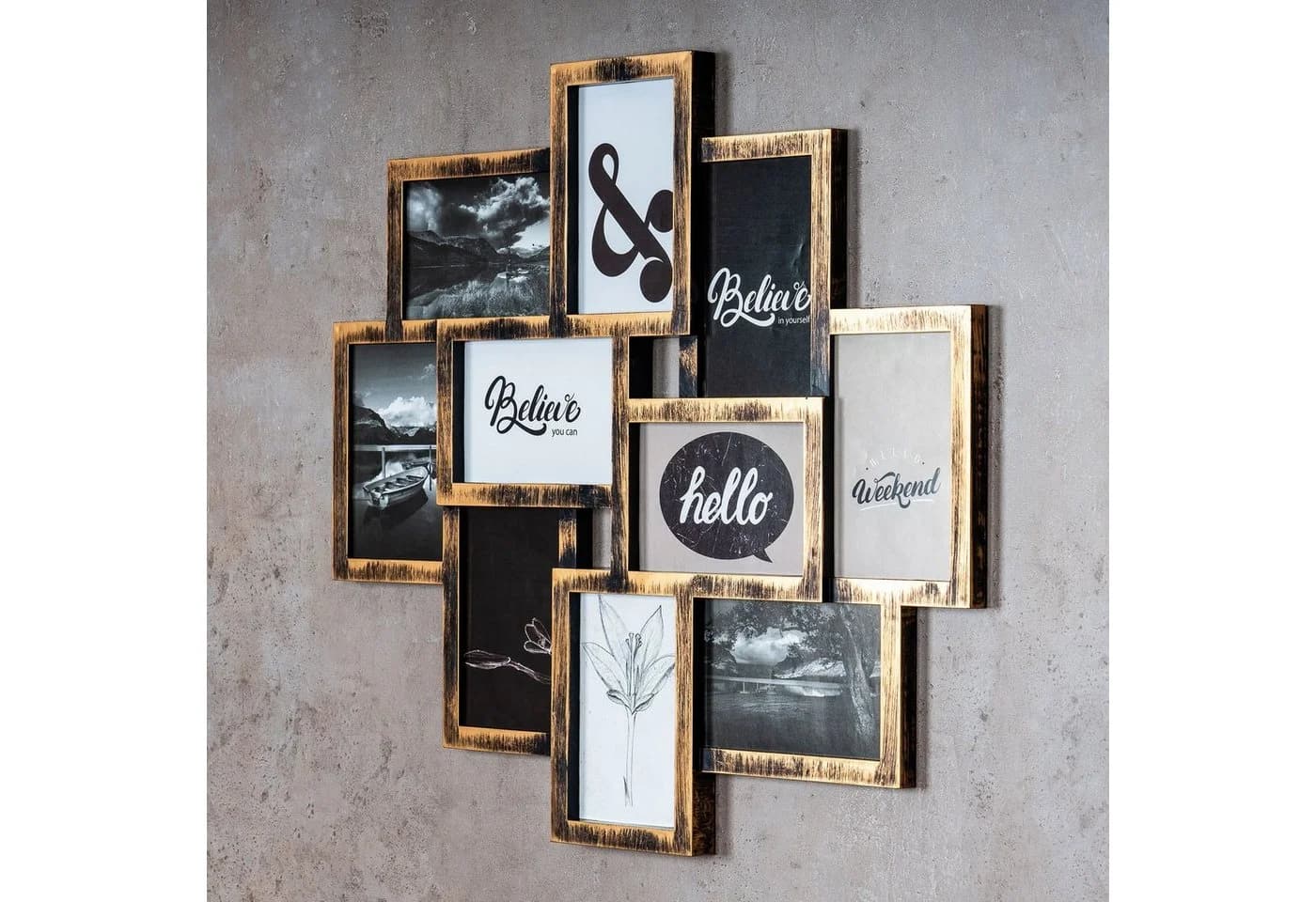Levandeo® Bilderrahmen Collage Kupfer Schwarz 10 Fotos - Bild 3