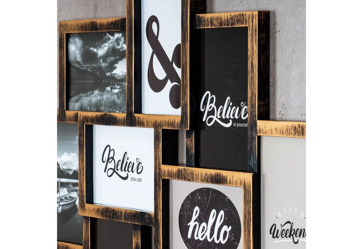 Levandeo® Bilderrahmen Collage Kupfer Schwarz 10 Fotos - Bild 4