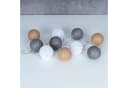 Levandeo® Lichterkette 10er LED Kugeln Lampions Baumwolle Braun Weiß Grau Bild 1
