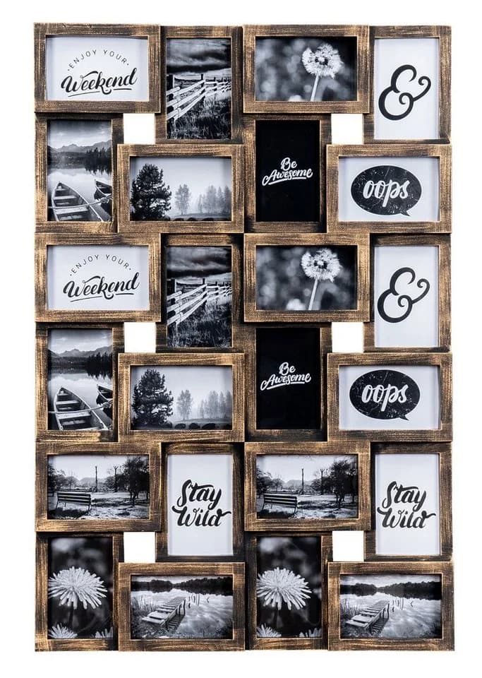 Levandeo® Bilderrahmen Collage Schwarz Kupfer 24 Fotos 10x15cm - Bild 2