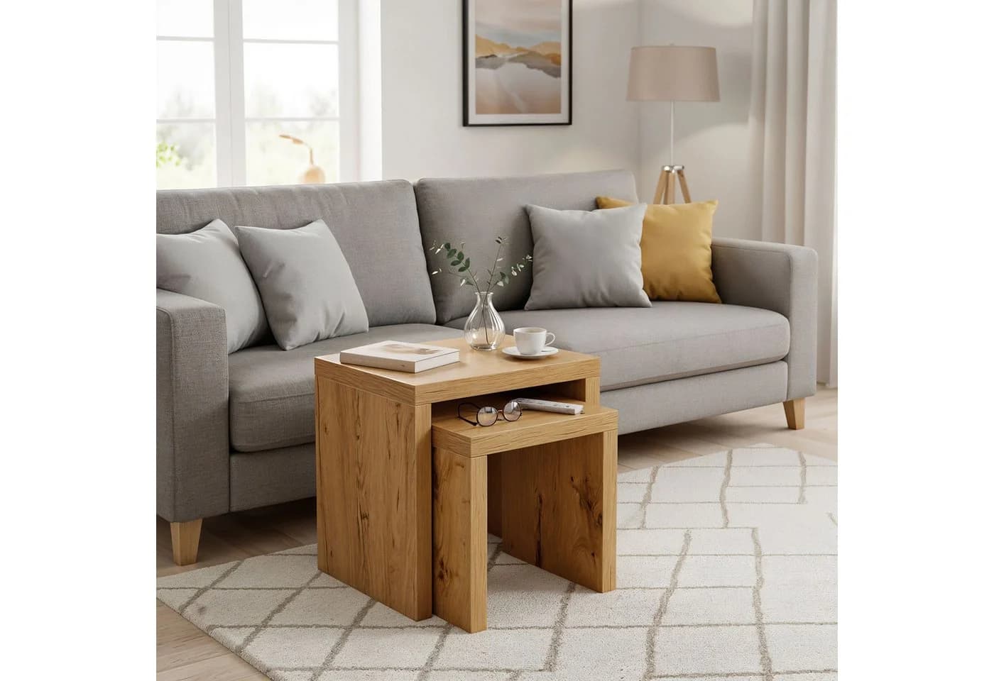 Levandeo® Couchtisch 2-Satztisch Wildeiche - Bild 3
