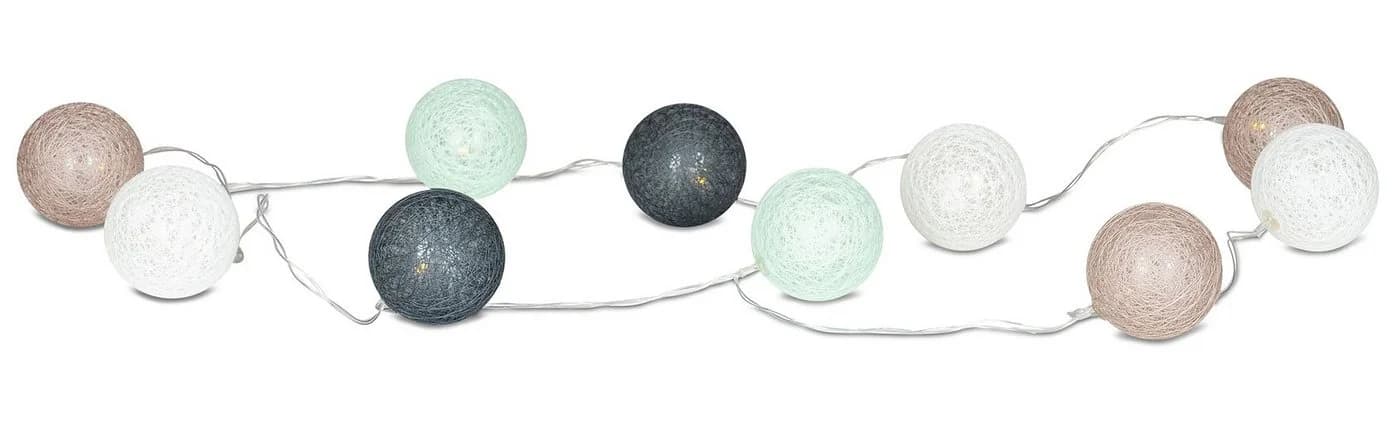 Levandeo LED Lichterkette 10er Baumwolle Grün Weiß Schwarz Beige - Bild 2