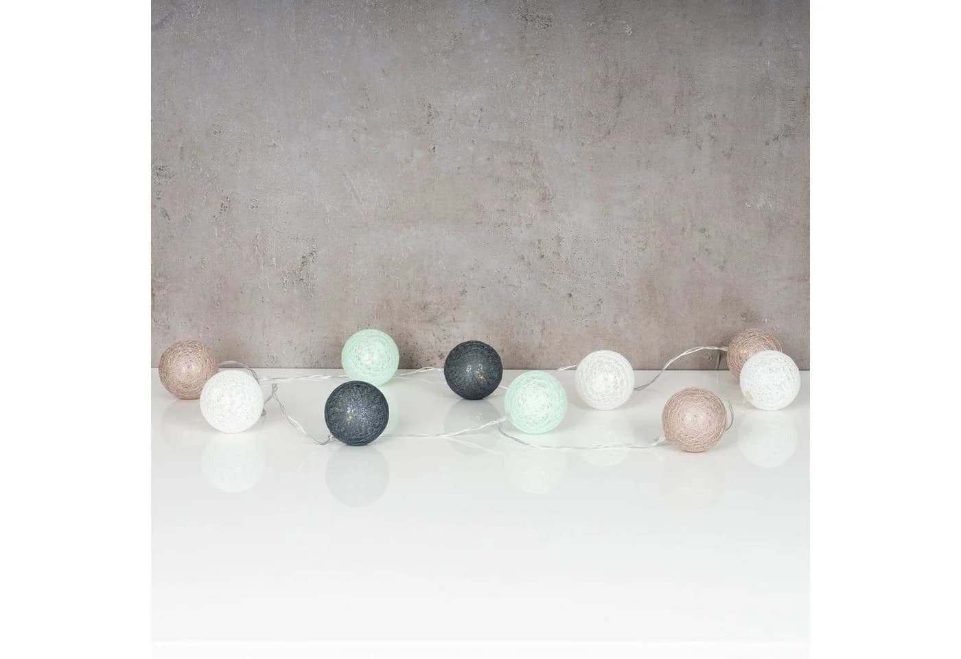Levandeo LED Lichterkette 10er Baumwolle Grün Weiß Schwarz Beige - Bild 5