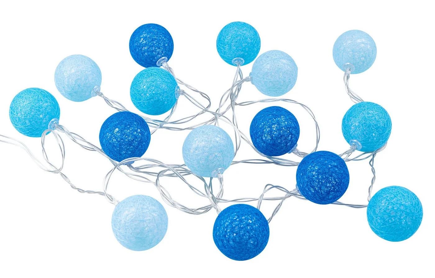 Levandeo® Lichterkette 15er LED Kugeln Baumwolle Blau