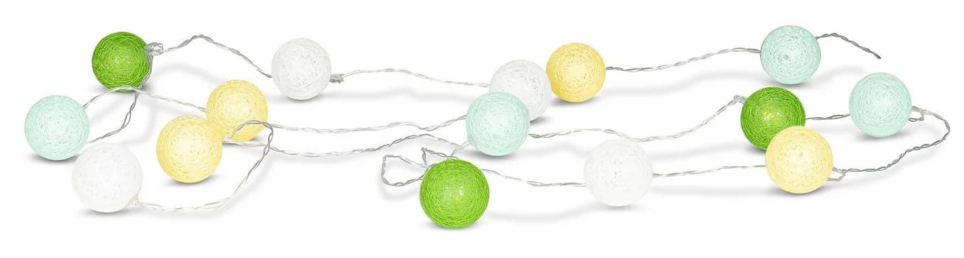 Levandeo® Lichterkette 15er LED Kugeln Baumwolle Grün - Bild 2