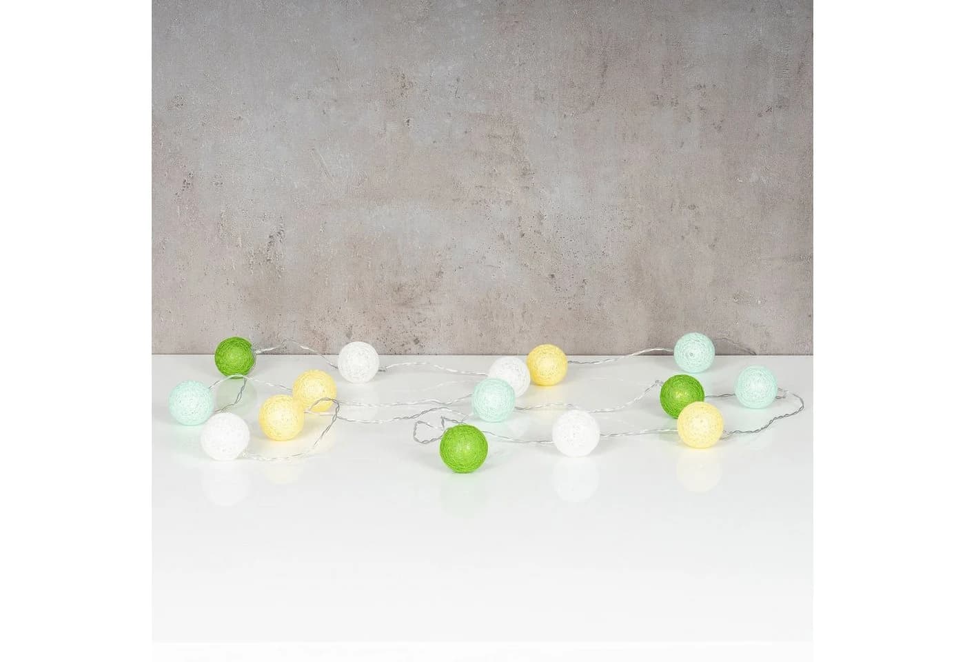 Levandeo® Lichterkette 15er LED Kugeln Baumwolle Grün - Bild 5
