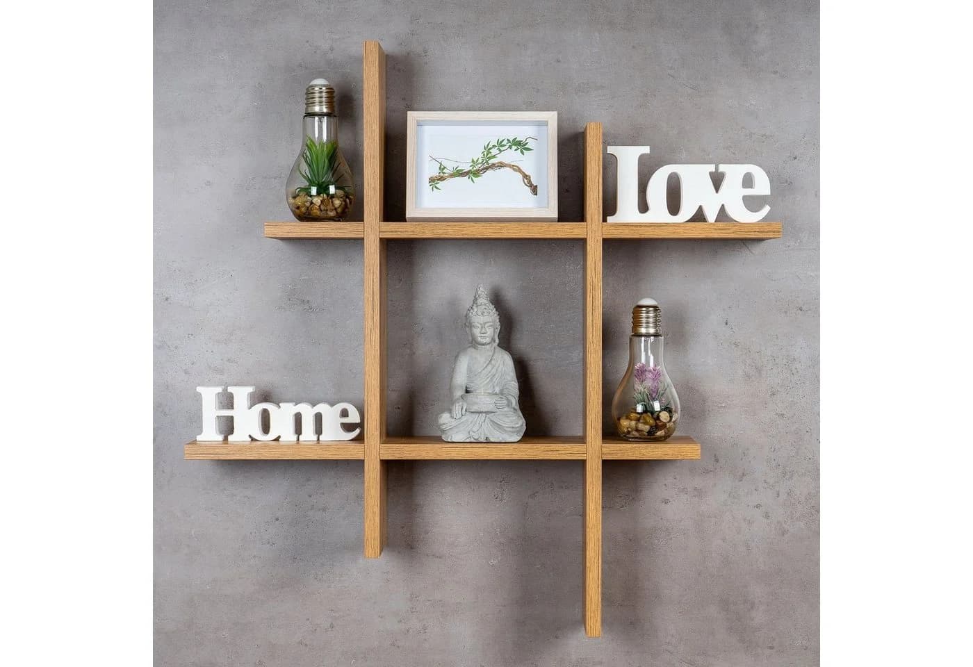 Levandeo® Wandregal Wildeiche Bücherregal 75x75cm