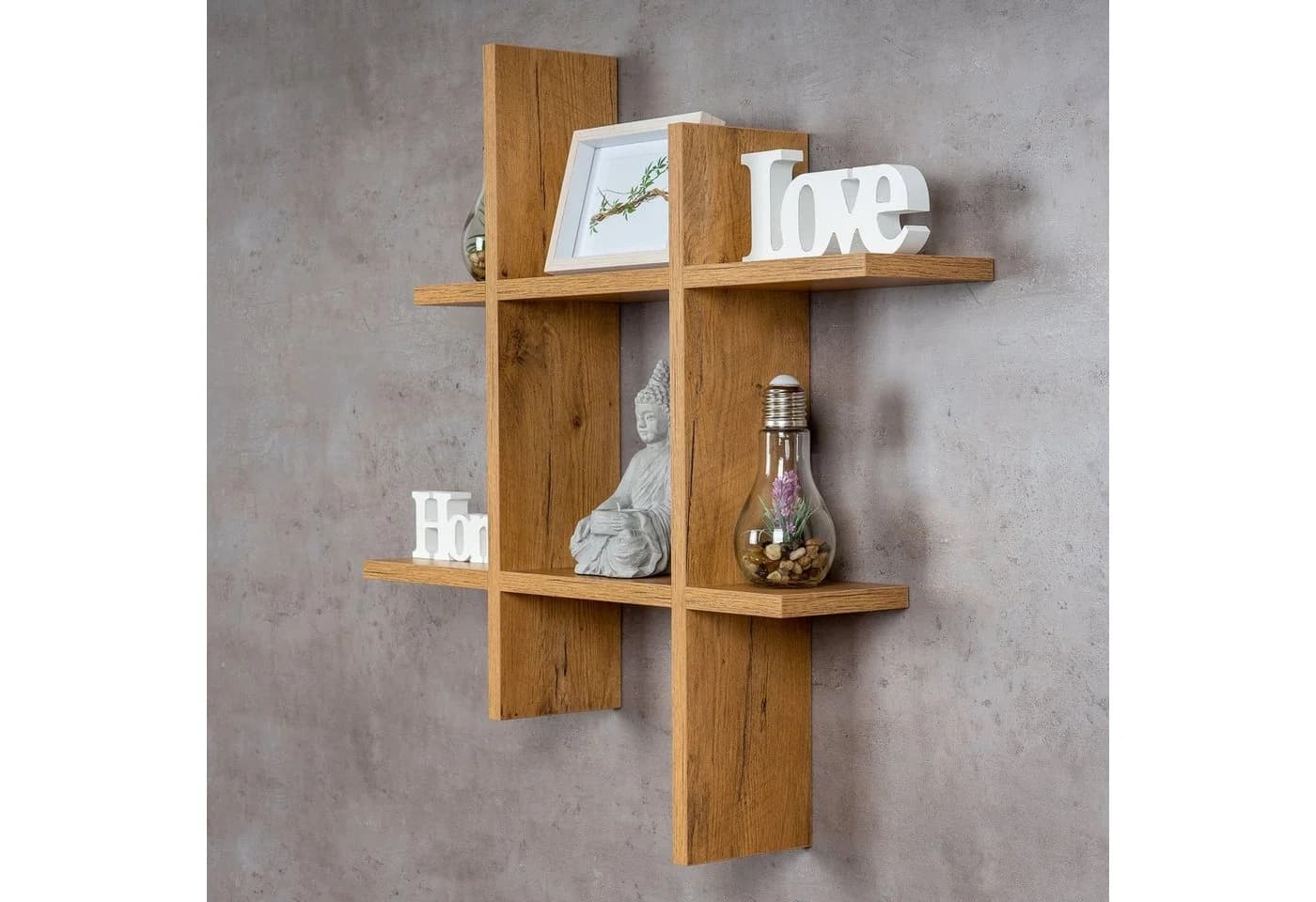 Levandeo® Wandregal Wildeiche Bücherregal 75x75cm - Bild 3