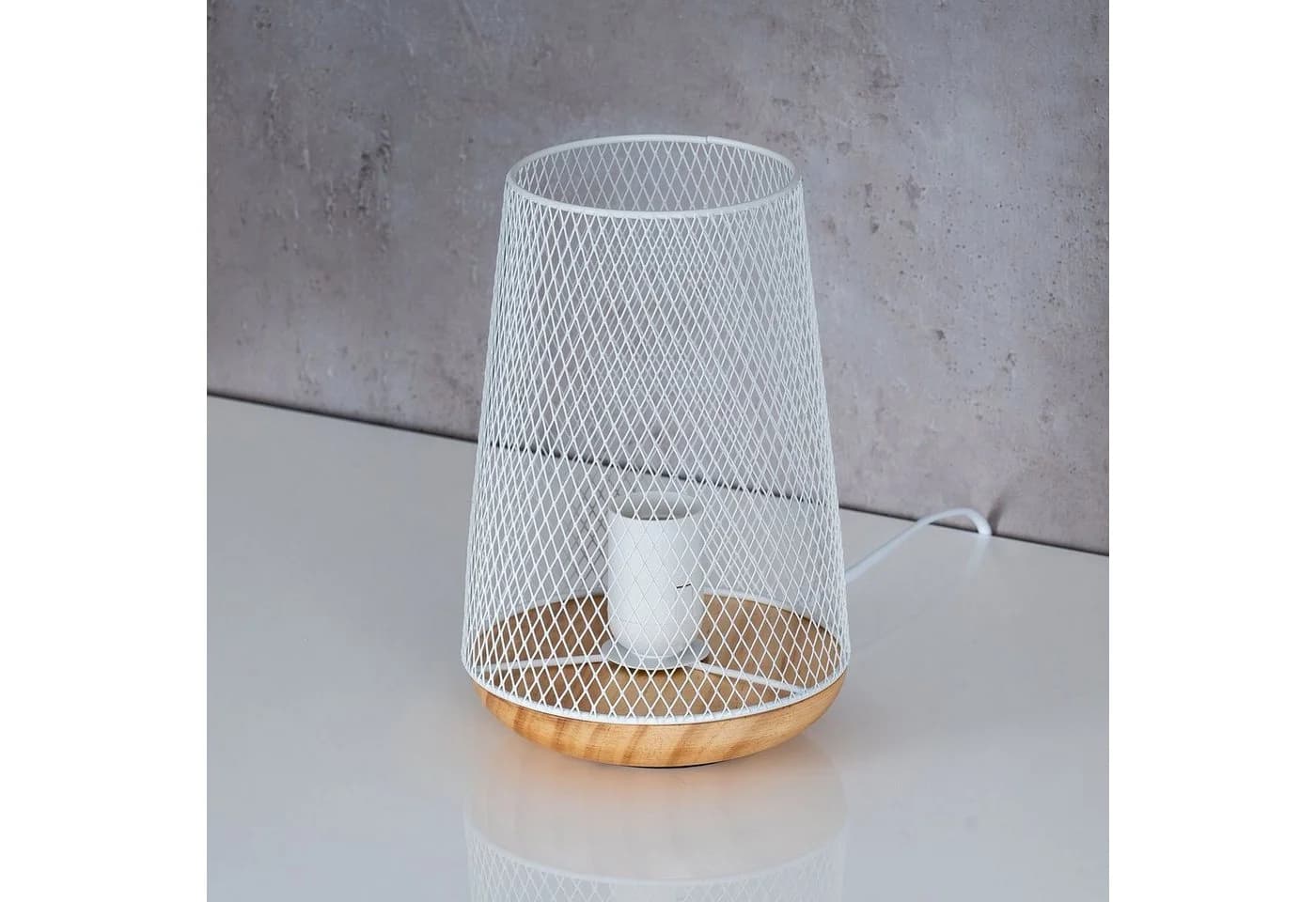 Levandeo® Nachttischlampe Industrial Weiß Metall Holz
