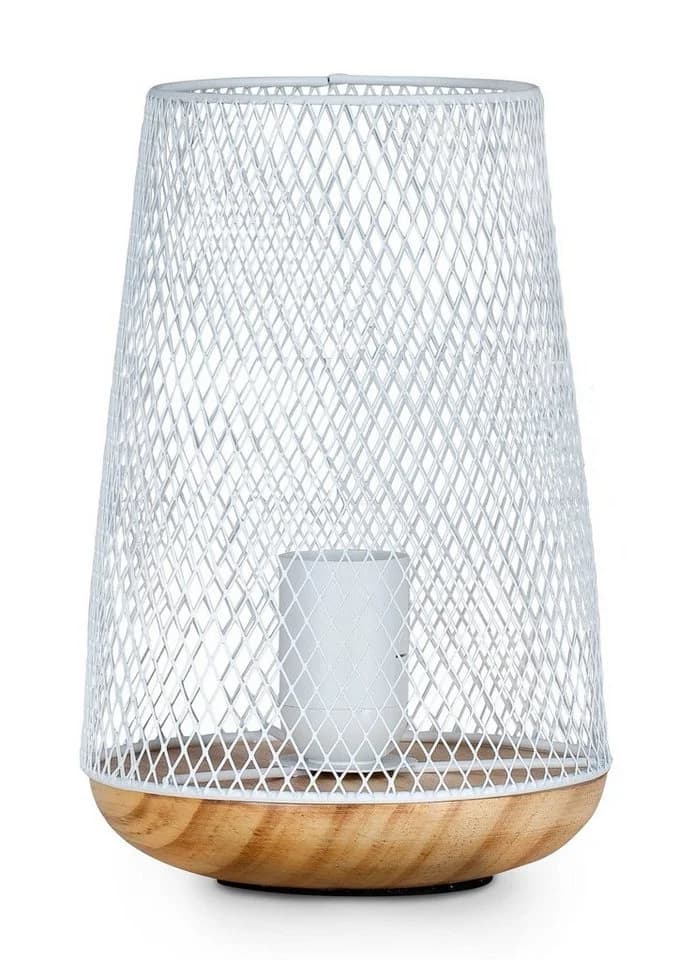 Levandeo® Nachttischlampe Industrial Weiß Metall Holz - Bild 2