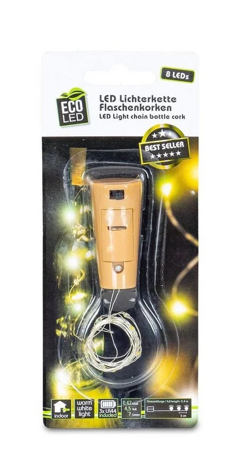 Levandeo® Lichterkette Flaschenkorken 8 LED warmweiß - Bild 2