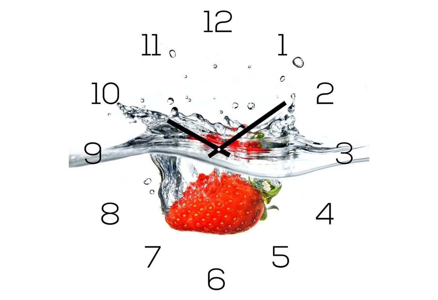 Levandeo® Wanduhr Alu-Dibond 30x30cm Erdbeere Rot - Bild 2