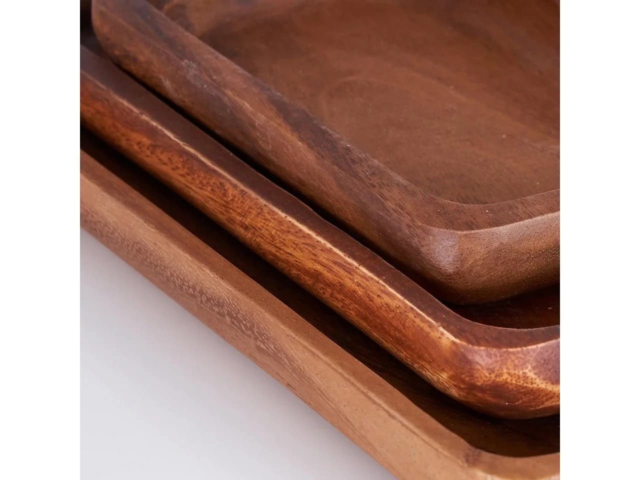 Levandeo® Dekotablett 3er Set Akazienholz Rechteckig Braun - Bild 5