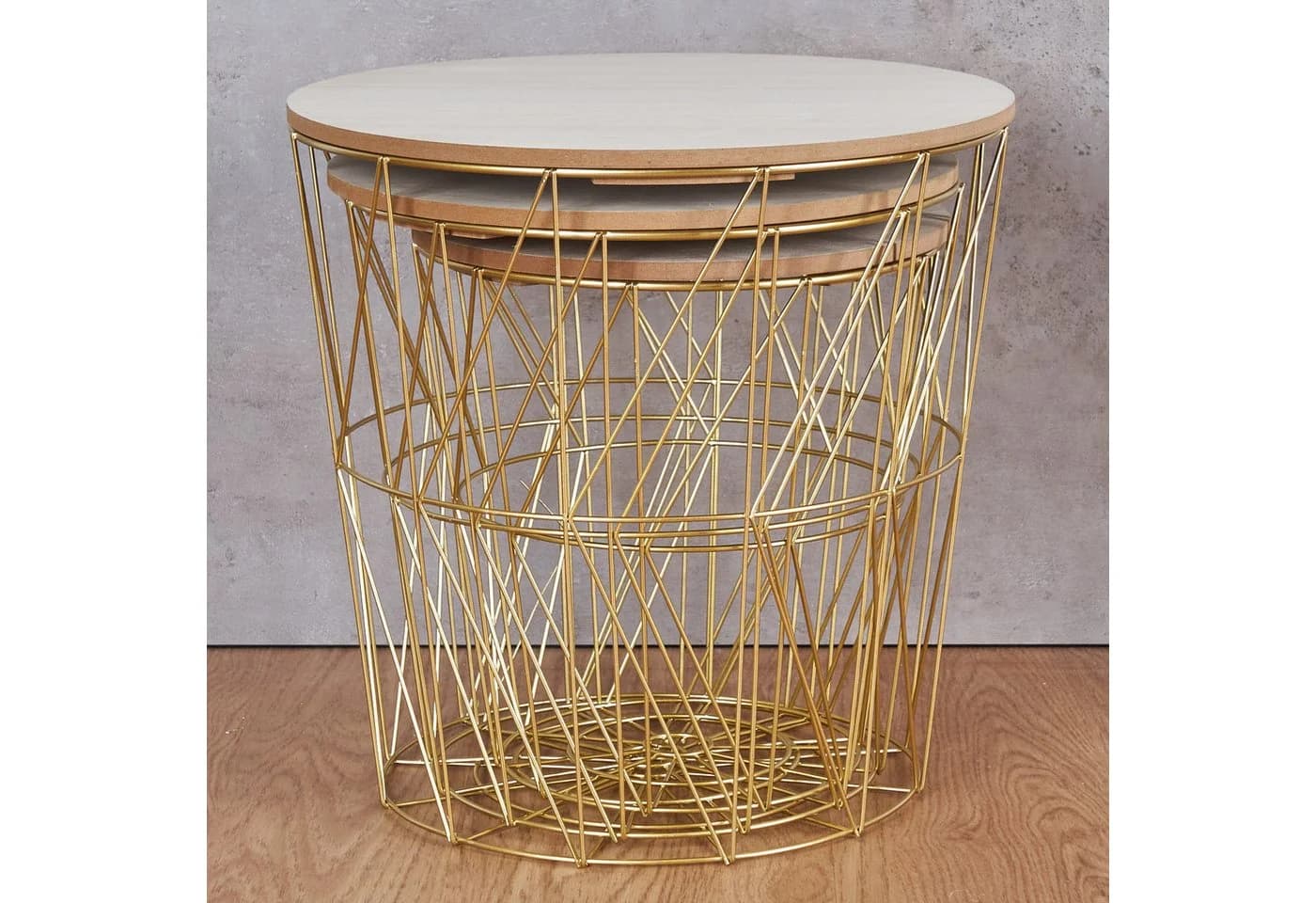 Levandeo® Couchtisch 3er Set Gold Braun Metall MDF - Bild 5