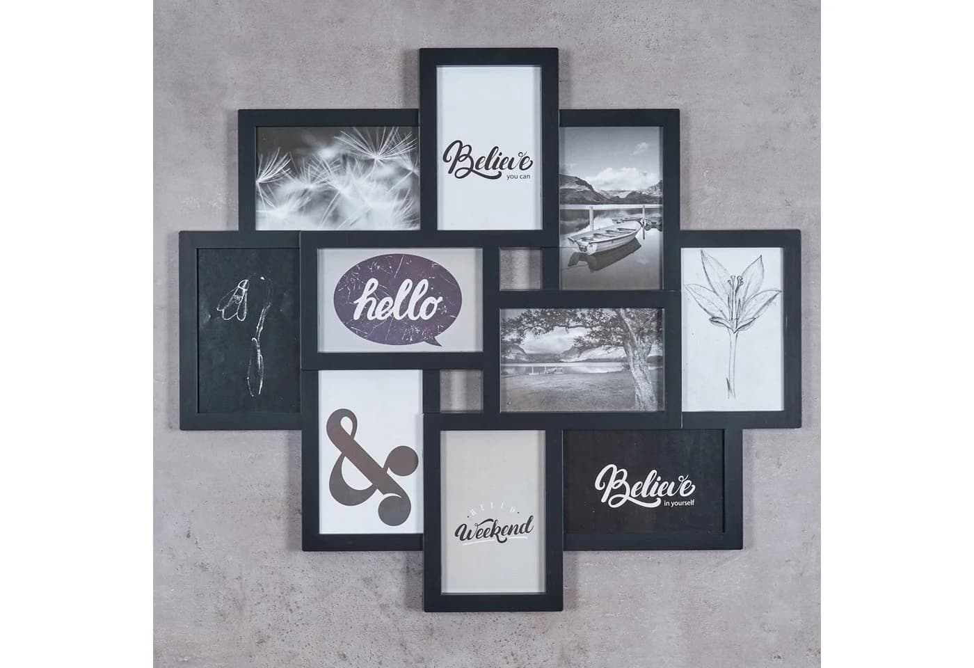 Levandeo® Bilderrahmen Collage Schwarz 10 Fotos Modern