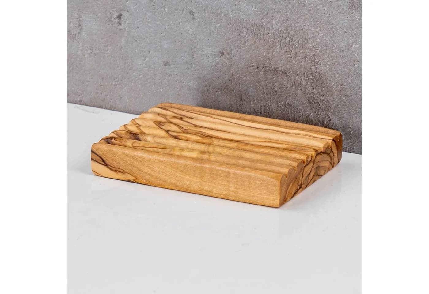 Levandeo Dekoschale Olivenholz Seifenschale Geriffelt