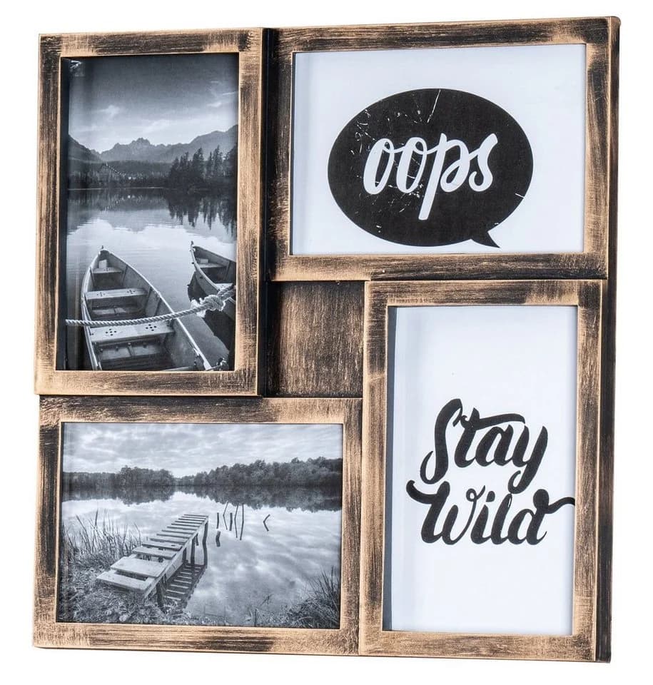 Levandeo® Bilderrahmen Collage 4 Fotos 10x15cm Kupfer Schwarz - Bild 2