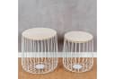 Levandeo® 2er Set Beistelltisch Metall Weiß mit Holzdeckel Bild 1