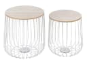 Levandeo® 2er Set Beistelltisch Metall Weiß mit Holzdeckel Bild 2