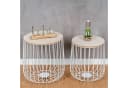Levandeo® 2er Set Beistelltisch Metall Weiß mit Holzdeckel Bild 4