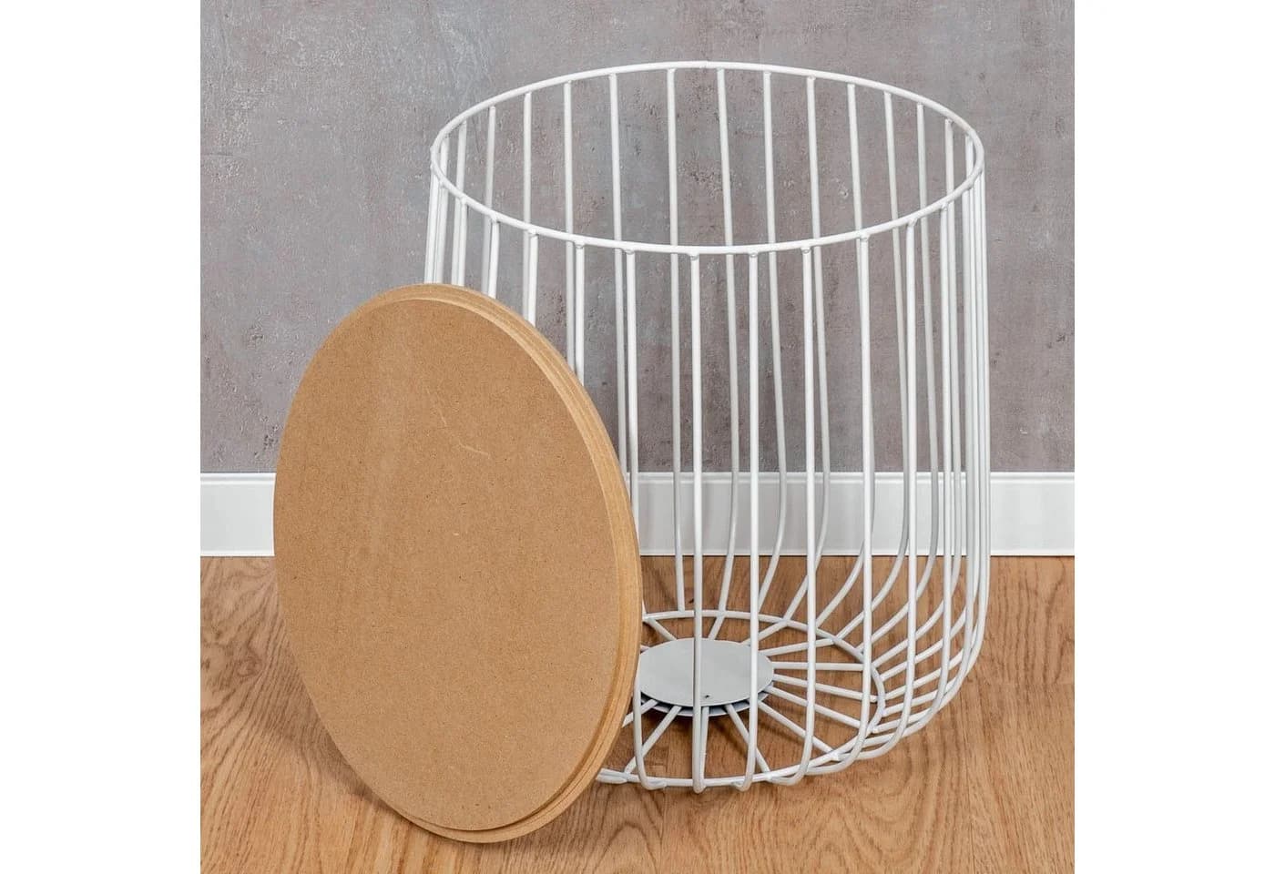 Levandeo® 2er Set Beistelltisch Metall Weiß mit Holzdeckel - Bild 5
