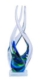 Levandeo® Designer Glas-Skulptur Blau Grün Transparent Bild 1