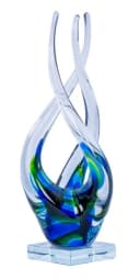 Levandeo® Designer Glas-Skulptur Blau Grün Transparent Bild 2