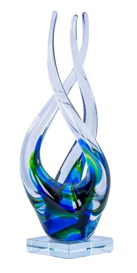 Levandeo® Designer Glas-Skulptur Blau Grün Transparent - Bild 2