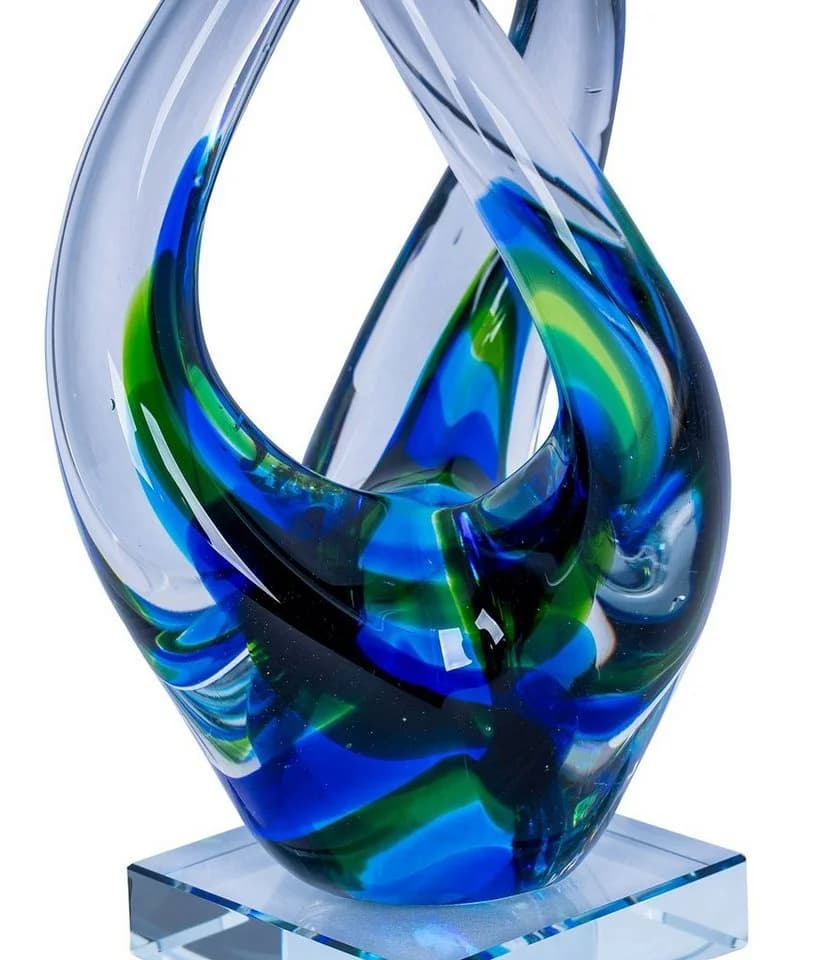 Levandeo® Designer Glas-Skulptur Blau Grün Transparent - Bild 3