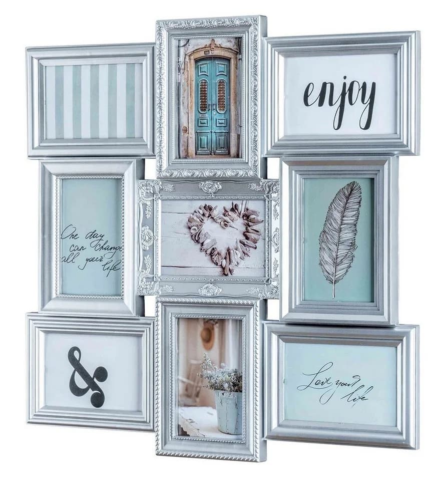 Levandeo® Bilderrahmen Collage Silber 9 Fotos Barock - Bild 2