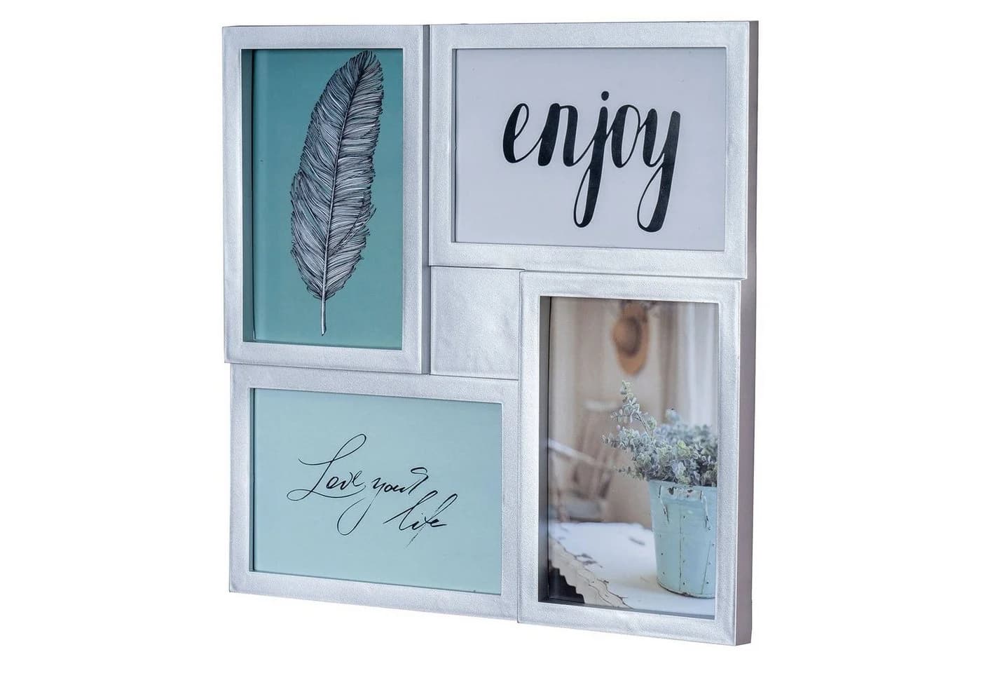 Levandeo® Bilderrahmen Collage Silber 4 Fotos 10x15cm - Bild 2