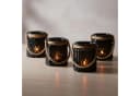 Levandeo® Teelichthalter 4er Set Schwarz Glas mit Flachs-Kordel Bild 2