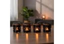 Levandeo® Teelichthalter 4er Set Schwarz Glas mit Flachs-Kordel Bild 4