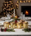 Levandeo® Teelichthalter 4er Set Glas Gold Retro Bild 5