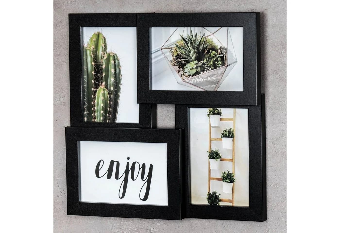 Levandeo® Collage Bilderrahmen Schwarz Holz 4 Fotos 10x15cm